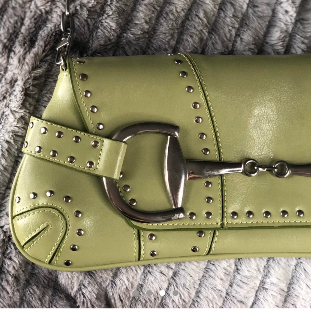 GREEN STUDDED RINA RICH PURSE - Picture 3 of 4